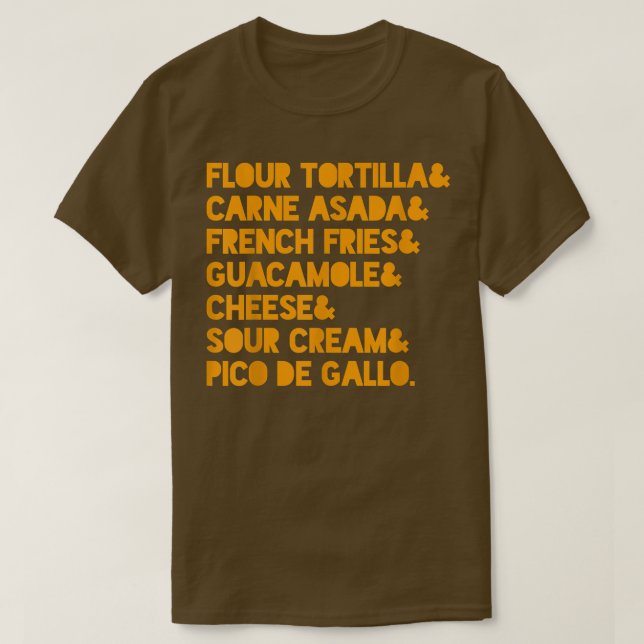 T-shirt Funny California Burrito Meican Recette (Design devant)
