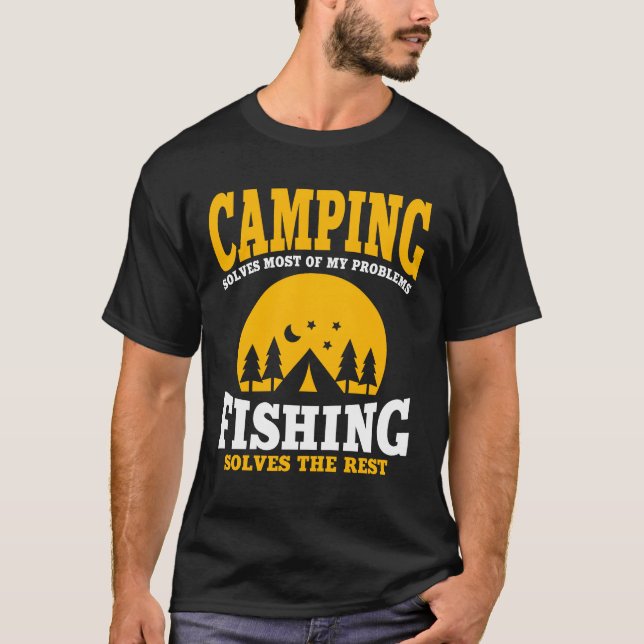T-shirt Funny Camping And Fishing girl (Devant)