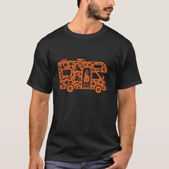 T-shirt Funny Camping Citrouille Candy Halloween Hommes Fe (Devant)