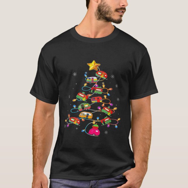 T-shirt Funny Camping Joyeux Arbre de Noël Camper Snowman (Devant)
