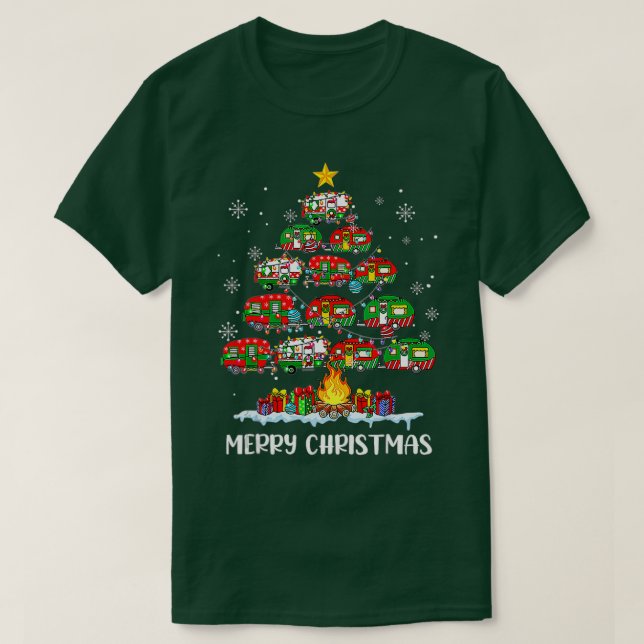 T-shirt Funny Camping Joyeux Noël Libre Camper Family Xm (Design devant)