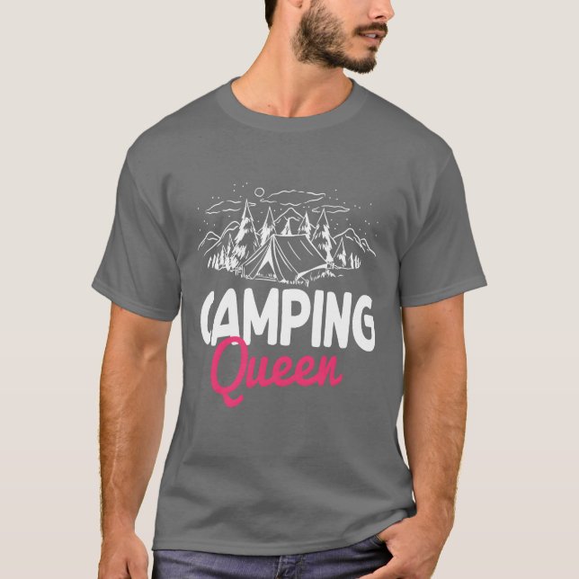T-shirt Funny Camping Queen Matching Design retro (Devant)