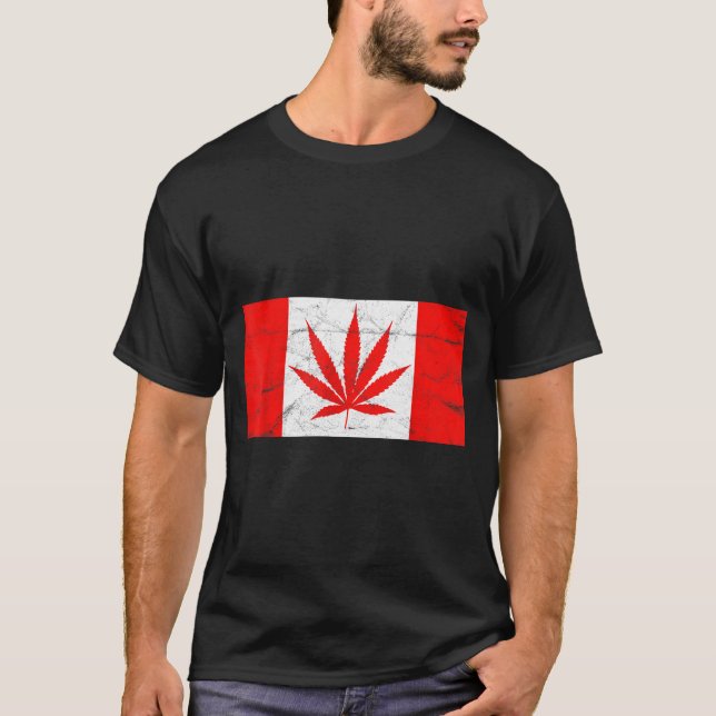 T-shirt Funny Canada &amp; Weed Leaf! Canadian New Flag Jo (Devant)