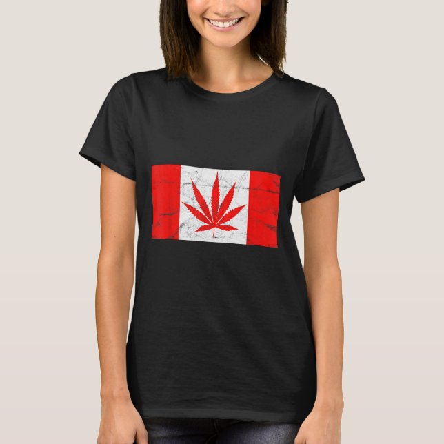 T-shirt Funny Canada &amp; Weed Leaf! Canadian New Flag Jo (Devant)