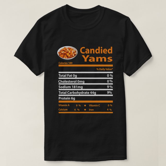 T-shirt Funny Candied Yam Nutrition (Design devant)