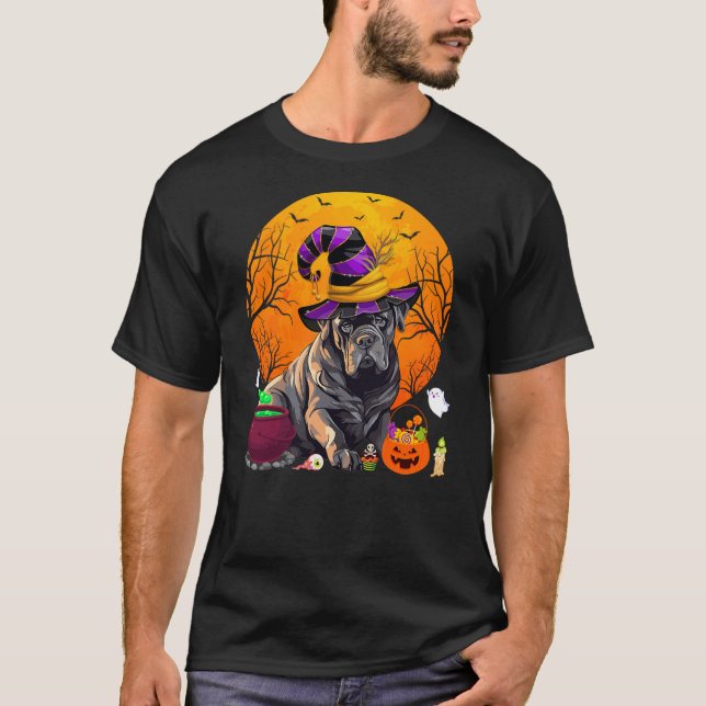 T-shirt Funny Cane Corso Dog Witch Halloween Dog Lover (Devant)