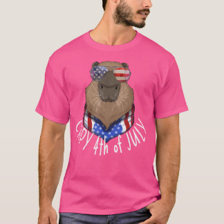 T-shirt Funny Capy 4 juillet Drapeau Américain Capybara 4E