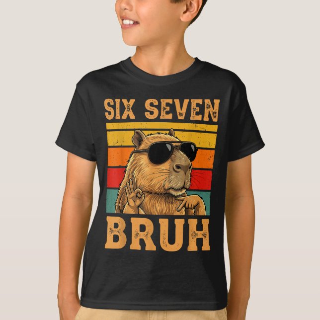 T-shirt Funny Capybara 67 Meme Six Seven Bruh Boys Teens K (Devant)