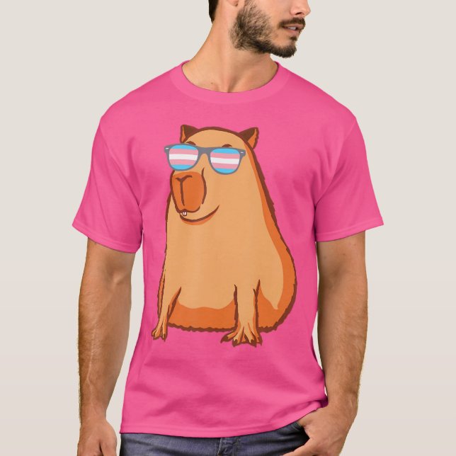 T-shirt Funny Capybara Avec Lunettes Transgenre Drapeau Ca (Devant)