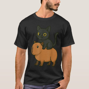 T-shirt Funny Capybara Black Chat Amoureux des animaux Mam