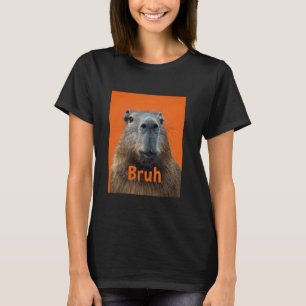 T-shirt Funny Capybara Graphic Bruh Mème Minimaliste