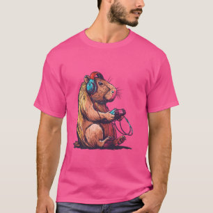 T-shirt Funny Capybara Jouer Jeux Vidéo, Capybara Gamin
