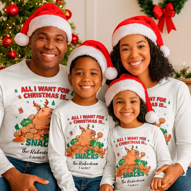 T-shirt Funny Capybara Nom de famille personnalisable Noël (Créateur téléchargé)