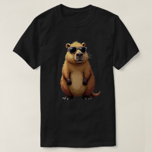 T-shirt Funny Capybara Porter Des Lunettes de soleil