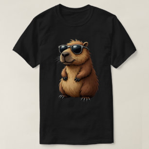 T-shirt Funny Capybara Porter Des Lunettes de soleil