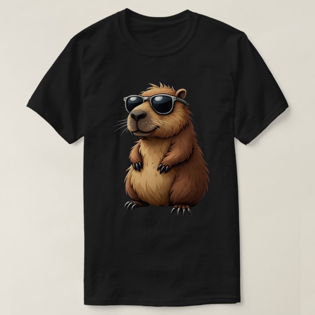 T-shirt Funny Capybara Porter Des Lunettes de soleil (Design devant)