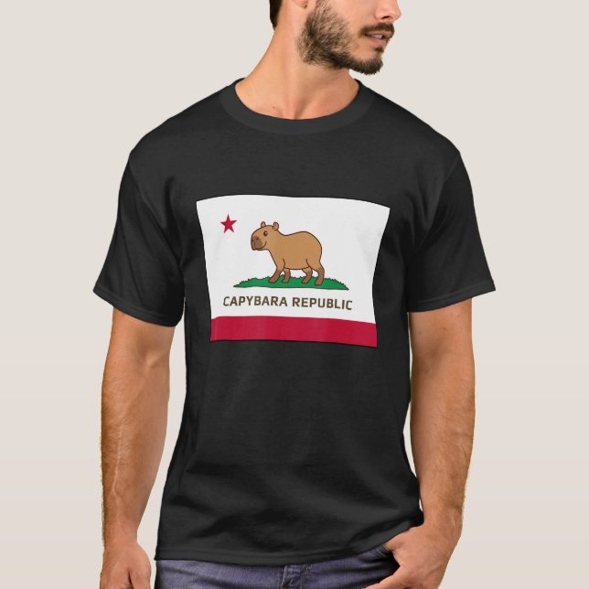 T-shirt Funny Capybara Republic California Flag (Devant)