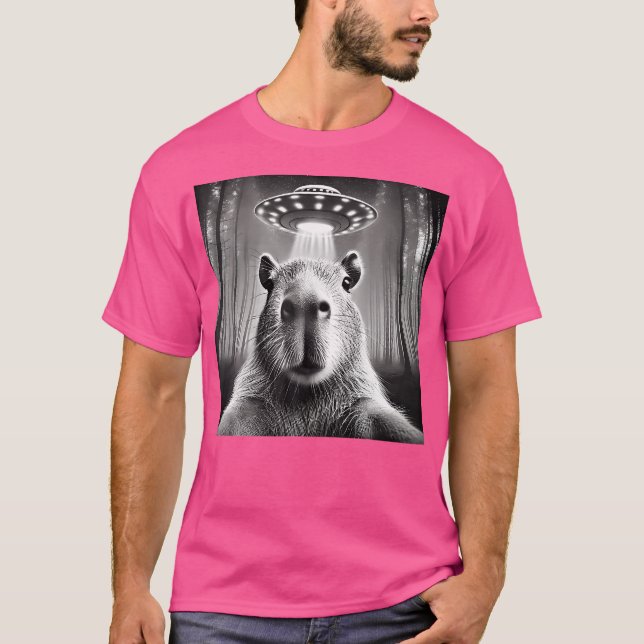 T-shirt Funny Capybara Selfie Alien Ufos (Devant)