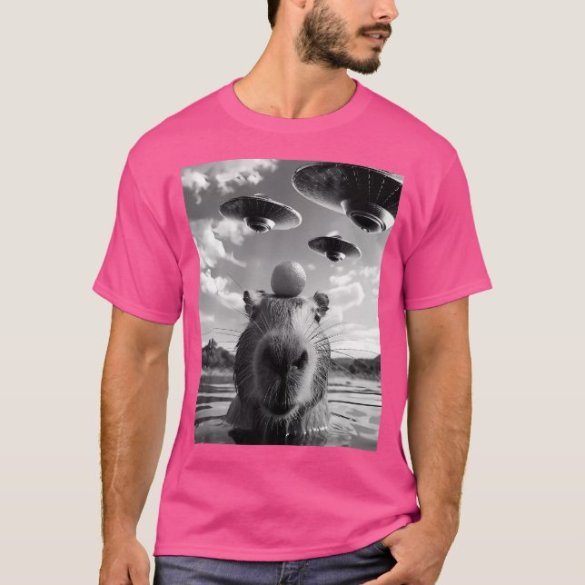 T-shirt Funny Capybara Selfie Avec Ufos Alien (Devant)