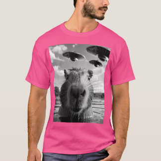 T-shirt Funny Capybara Selfie Avec Ufos Alien