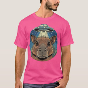 T-shirt Funny Capybara Selfie Avec Ufos Bizarre