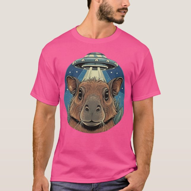 T-shirt Funny Capybara Selfie Avec Ufos Bizarre (Devant)
