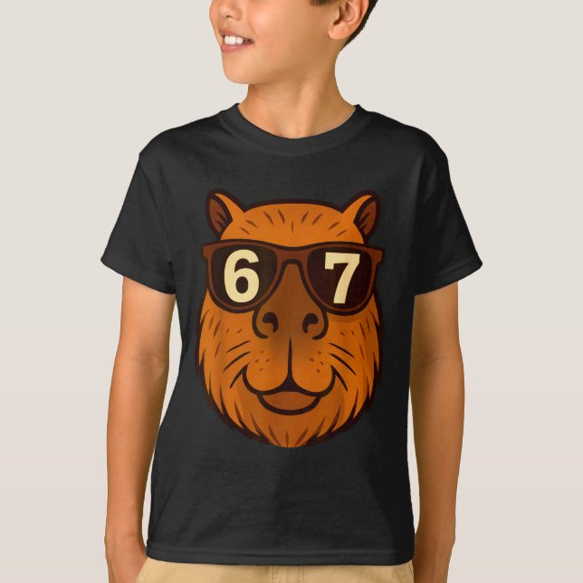 T-shirt Funny Capybara Sungles 67 Six Seven Meme  (Devant)
