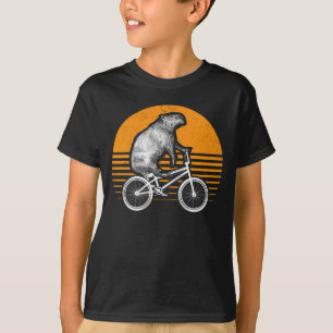 T-shirt Funny Capybara vélo d'équitation Retro Capibara 
