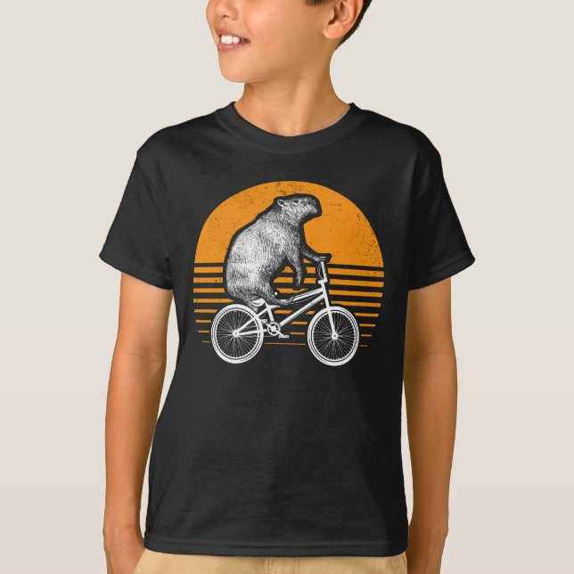T-shirt Funny Capybara vélo d'équitation Retro Capibara vé (Devant)