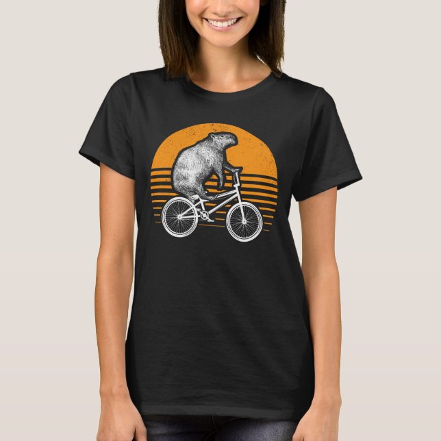 T-shirt Funny Capybara vélo d'équitation Retro Capibara vé (Devant)