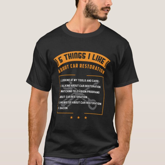 T-shirt Funny Car Guy Cadeau 5 choses que j'aime à propos  (Devant)
