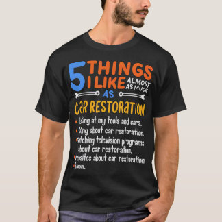 T-shirt Funny Car Guy Cadeau - 5 choses que j'aime autant