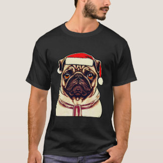 T-shirt Funny Carlin Amoureux des chiens Noël Casquette No