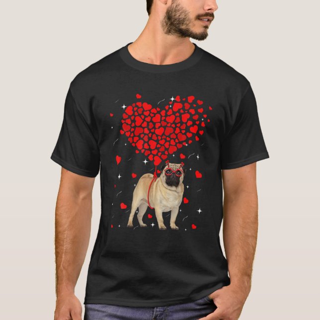 T-shirt Funny Carlin Chien Valentine Animal de compagnie P (Devant)