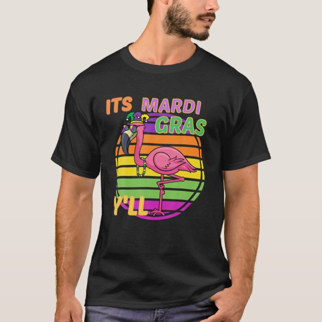 T-shirt Funny Carnival Party Idea Flamingo Mardi Gras (Devant)