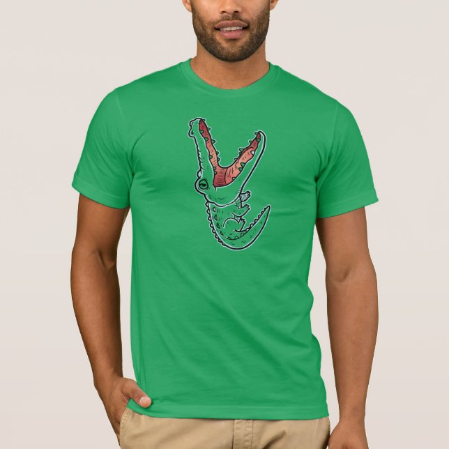 T-shirt Funny Cartoon Green Crocodile on Unisex t-shirt, A (Devant)