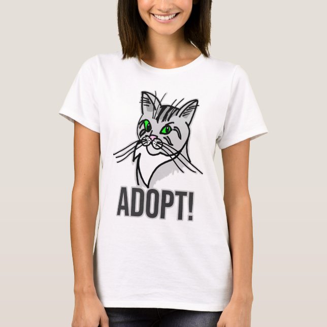 T-shirt Funny Cat Adopter (Devant)