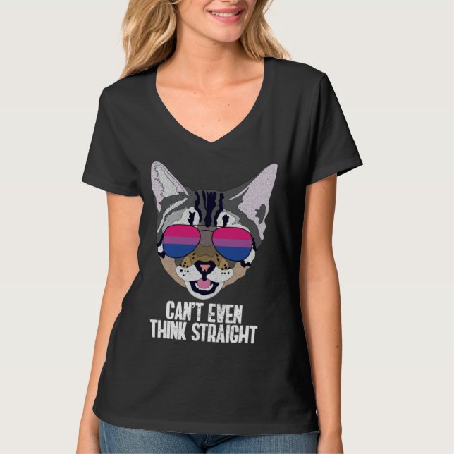 T-shirt Funny Cat Bisexual Can't Even Think Straight Bi Pr (Devant)