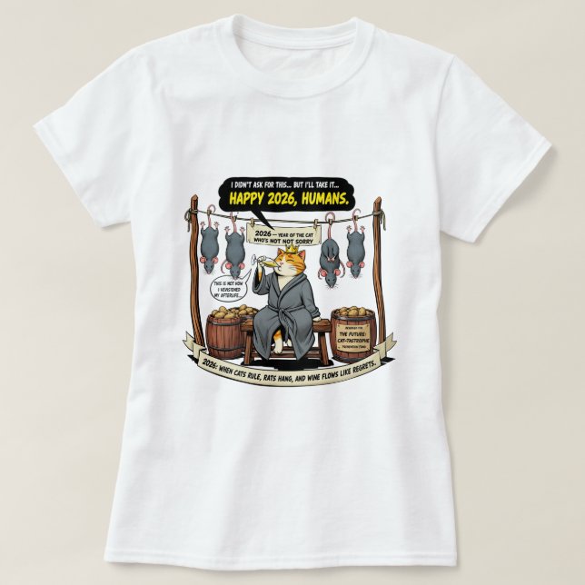 T-shirt Funny cat celebrating 2026T-Shirt (Design devant)