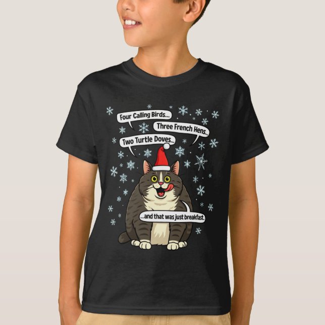 T-shirt Funny Cat Christmas Carol Meme Merch Santa Hat Kit (Devant)