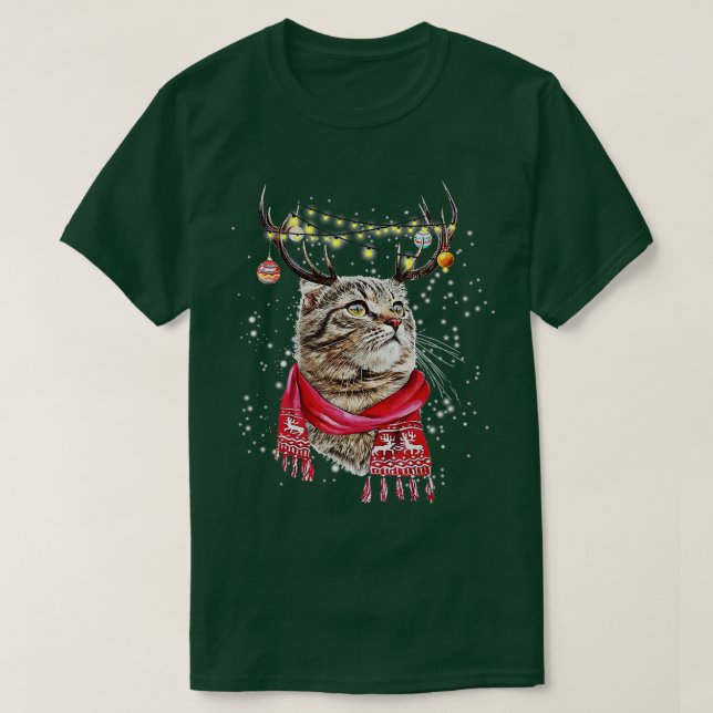 T-shirt Funny Cat Christmas Lover Meowy Merry Catmas Cat L (Design devant)