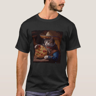 T-shirt Funny Cat Cowboy Pizza