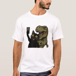 T-shirt Funny Cat Dinosaur Selfie, Cool Dinosaur Lover