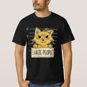 T-shirt Funny cat dit que je déteste les gens mèmes de pla