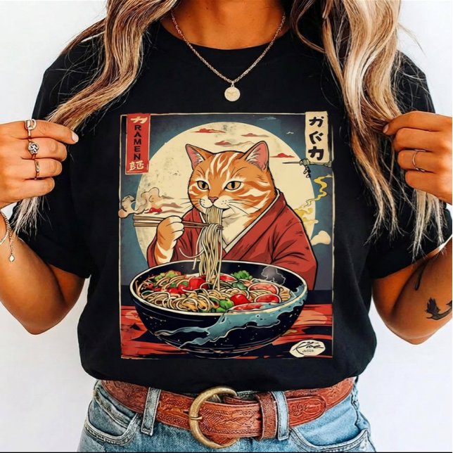 T-shirt Funny cat Eating Ramen Japanese for cat lovers (Créateur téléchargé)