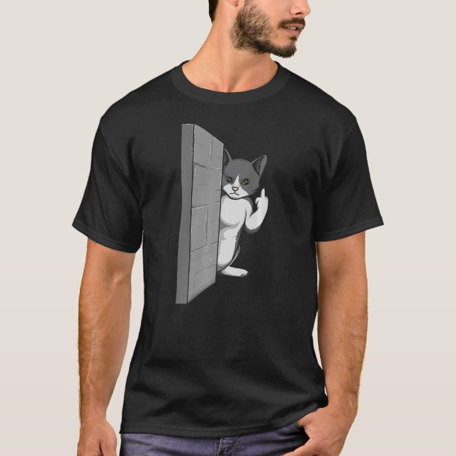 T-shirt Funny Cat Flips the Bird - Cat Hates You Middle Fi (Devant)