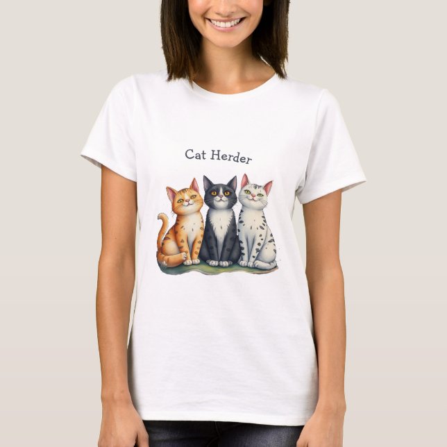 T-shirt Funny Cat Herder pour l'Amoureux des chats (Devant)