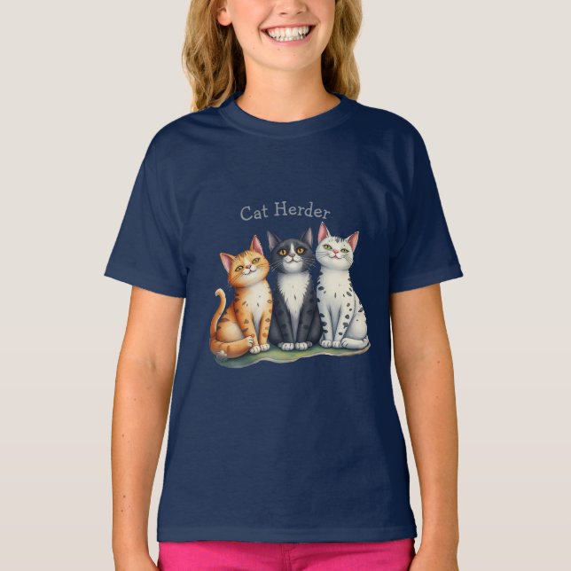 T-shirt Funny Cat Herder pour l'Amoureux des chats (Devant)