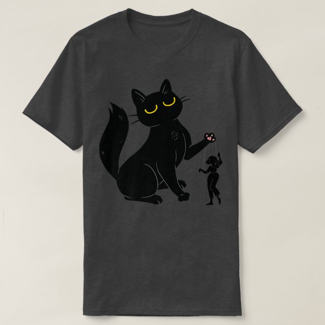 T-shirt Funny Cat & Human Puppet  (Design devant)