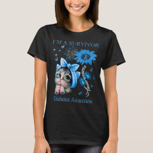 T-shirt Funny Cat I’m A Survivante Diabetes Sensibilisatio